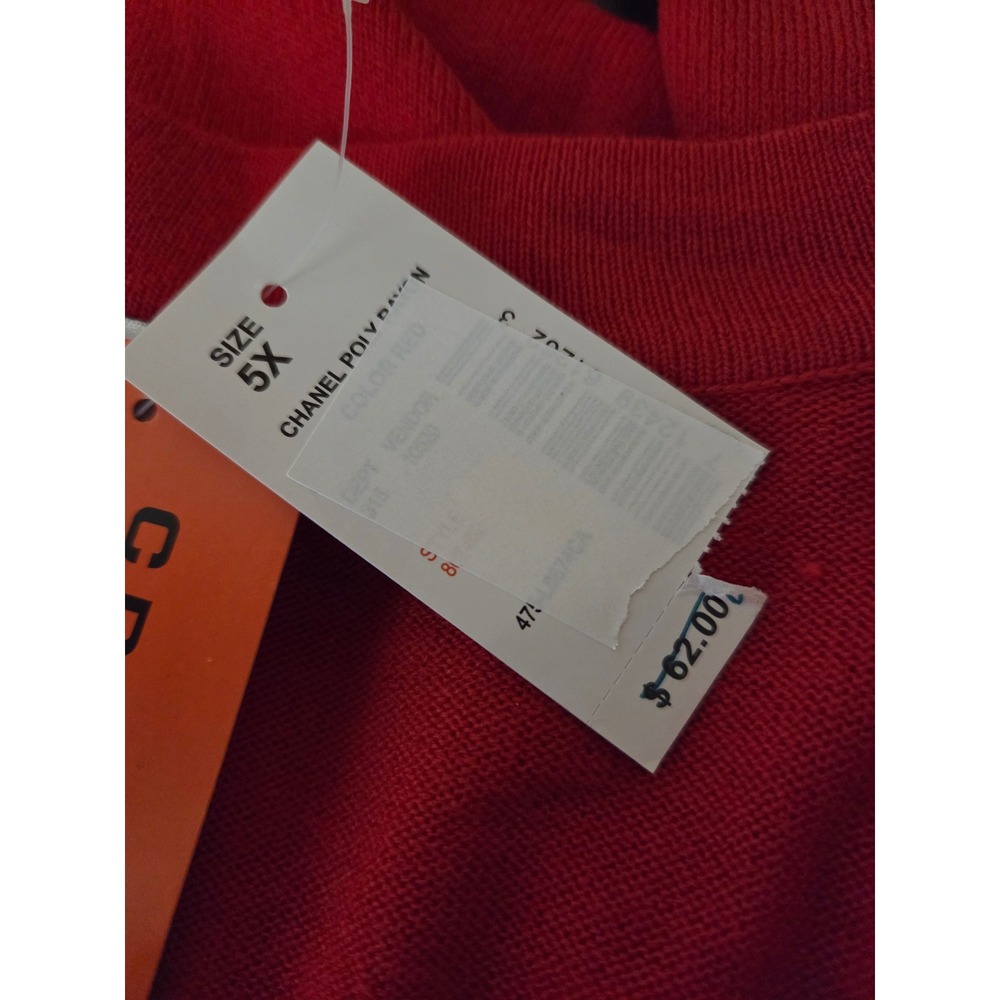 Women's 5X C.D. Daniels lightweight sweater Red rhinestone gems 3/4 sleeve NWT - Picture 8 of 9